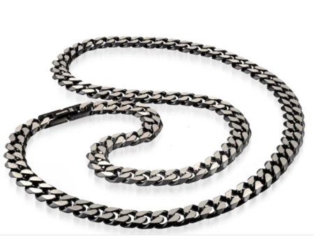 Italgem Steel Black 8.6mm Cuban Link Necklace Fashion