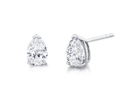 14Kt White Gold 1.00cttw Natural Pear Shaped Natural Diamond Stud Earrings Discount