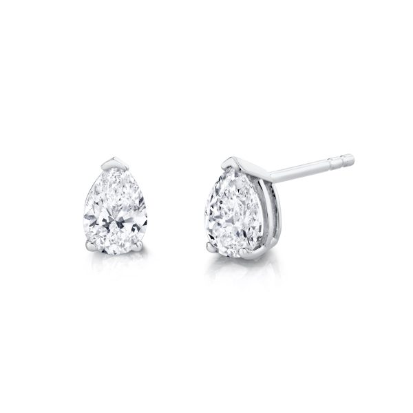 14Kt White Gold 1.00cttw Natural Pear Shaped Natural Diamond Stud Earrings Discount