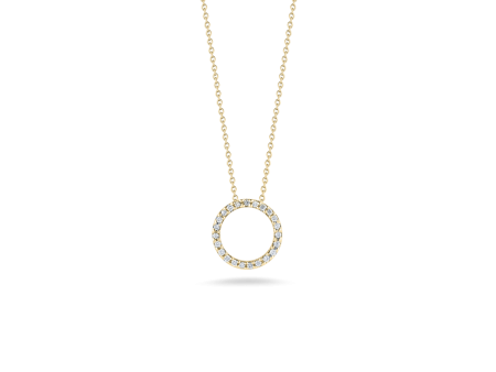 Roberto Coin 18Kt Yellow Gold Tiny Treasures 0.09cttw Round Natural Diamond Circle Necklace For Discount