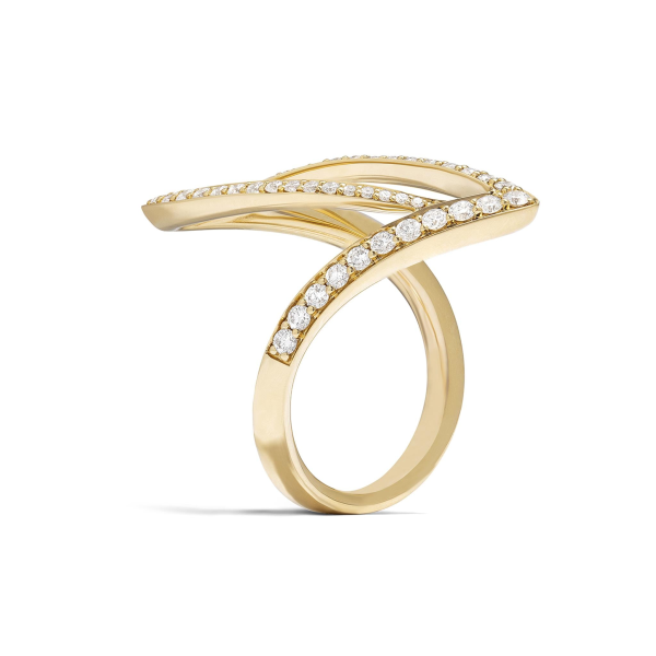 Lasker Couture 18Kt Yellow Gold Duchess Seamless Flow Ring with .75cttw Natural Diamonds Fashion