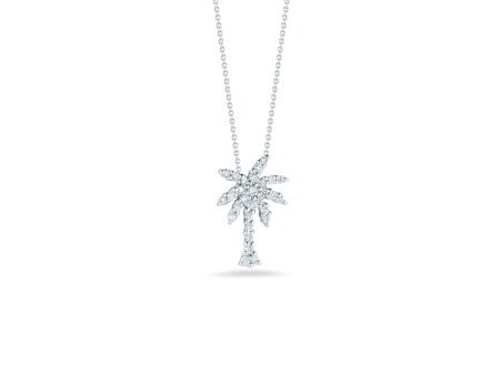 Roberto Coin 18Kt White Gold Tiny Treasures 0.18cttw Round Natural Diamond Palm Tree Necklace Online Sale