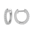 14Kt White Gold Round Hoop Earrings 0.16cttw Natural Diamonds For Discount