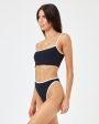 Ribbed Nora Bikini Bottom - Black-Cream on Sale