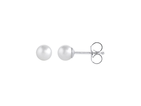 14Kt White Gold Stud Earrings with 6mm Akoya Cultured Pearls on Sale