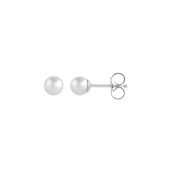 14Kt White Gold Stud Earrings with 6mm Akoya Cultured Pearls on Sale