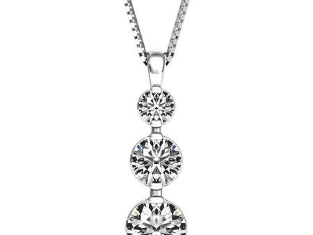 Past, Present, Future 3-Stone Pendant in 14Kt White Gold with 3.25cttw Round Natural Diamonds (I Color - SI2 Clarity) on 18  Box Chain Sale