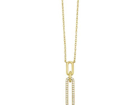 10Kt Yellow Gold Paperclip Link Pendant with .10cttw Natural Diamonds For Cheap