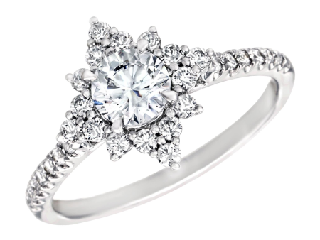 18Kt White Gold Halo Engagement Ring Mounting with 0.35cttw Natural Diamonds Online