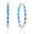 18Kt White Gold Oval Hoop Earrings with 4.31ct Ethiopian Opals Online now