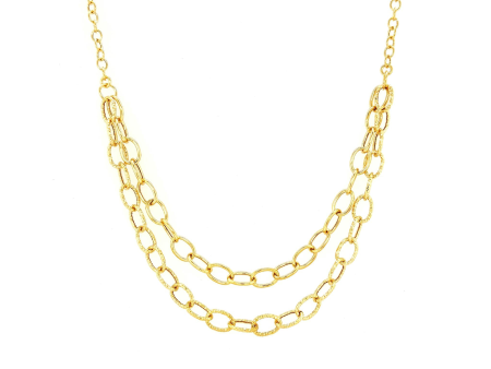 18  14Kt Yellow Gold Double Chain Oval Link Necklace Hot on Sale