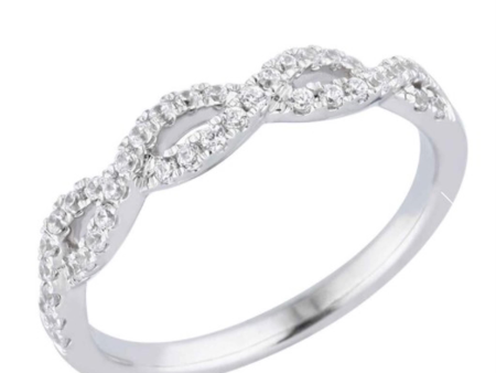 Infinity Twist 14Kt White Gold Stackable Wedding Ring with 0.27cttw Natural Diamonds Online Sale