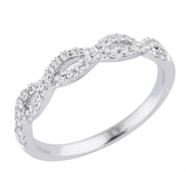 Infinity Twist 14Kt White Gold Stackable Wedding Ring with 0.27cttw Natural Diamonds Online Sale