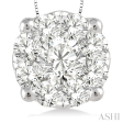 14Kt White Gold Cluster Pendant 1.00cttw Natural Diamonds on Sale