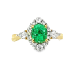 18Kt Yellow Gold Halo Emerald Ring Sale