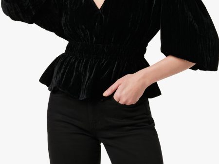 MONA VELVET WRAP SS TOP For Discount