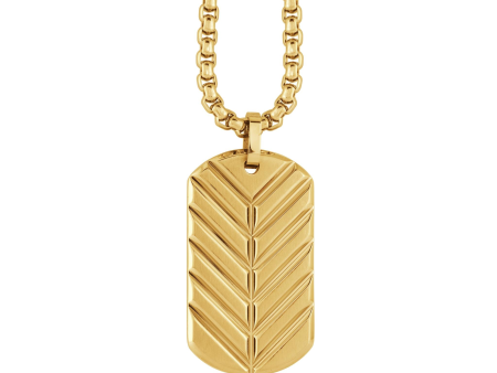 Italgem Stainless Steel Gold IP Plated Chevron ID Tag Necklace Supply