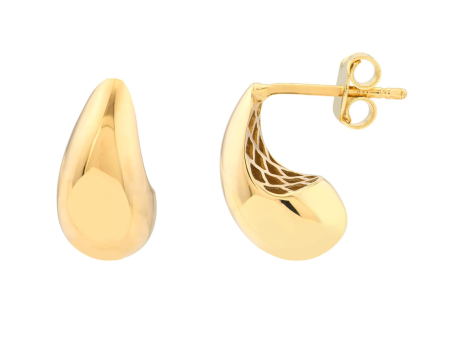 14Kt Yellow Gold Small Teardrop Dome Earrings Online now