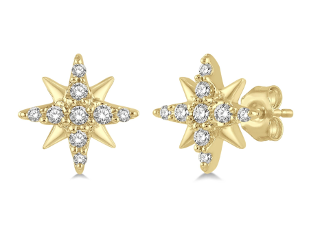 Lasker Petites 10Kt Yellow Gold Star Earrings with 0.10cttw Natural Diamonds Online Hot Sale