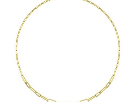 14Kt Yellow Gold Paperclip Necklace with .50cttw Natural Diamonds For Cheap