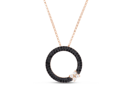 Roberto Coin 18Kt Rose Gold Love In Verona 0.72cttw Black and White Round Natural Diamond Necklace Hot on Sale