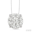 14Kt White Gold Cluster Pendant 1.00cttw Natural Diamonds on Sale