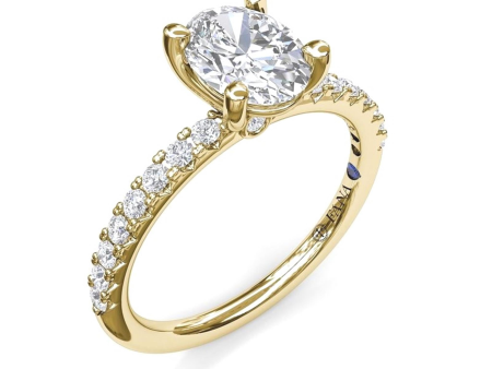 14Kt Yellow Gold Classic Prong Engagement Ring Mounting with 0.28cttw Natural Diamonds Sale