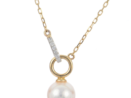 14Kt Yellow Gold Drop Pendant with mm Akoya Cultured Pearl Sale