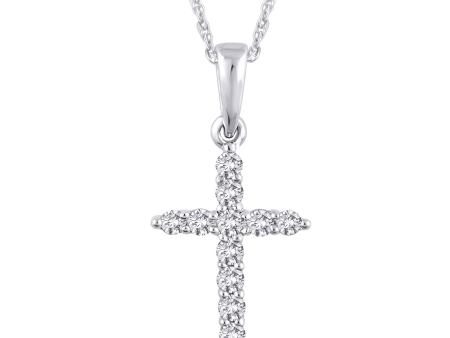 14Kt White Gold Cross Pendant With .50cttw Natural Diamonds Cheap