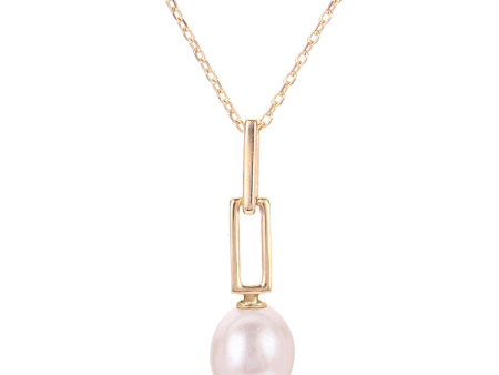 14Kt Yellow Gold Drop Pendant with mm Fresh Water Cultured Pearl on Sale