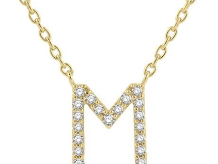 10Kt Yellow Gold Initial M Pendant with .05cttw Natural Diamonds Supply