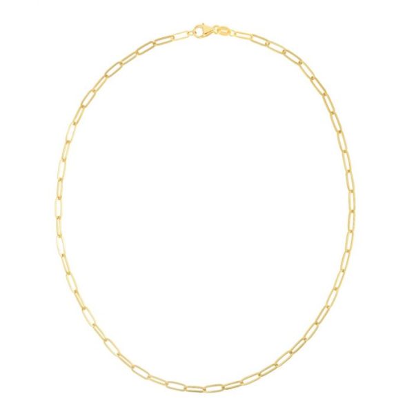 18Kt Yellow Gold Thin Paperclip Necklace Discount