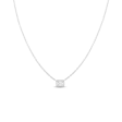 Roberto Coin 18Kt White Gold Bezel Set 0.17cttw Emerald-Cut Natural Diamond Solitaire Necklace Fashion