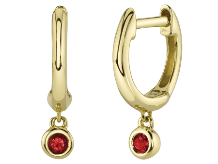 Shy Creation 14Kt Yellow Gold Ruby Bezel Set Earrings For Discount