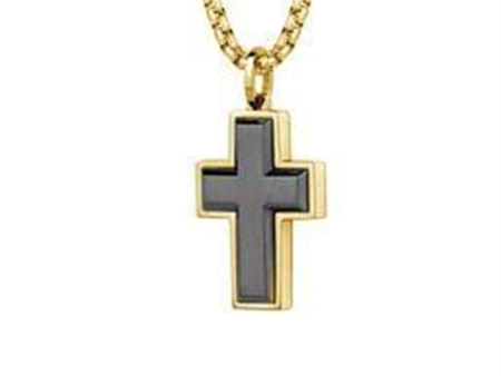 Italgem Stainless Steel Black Cross inYellow Gold Overlay Online