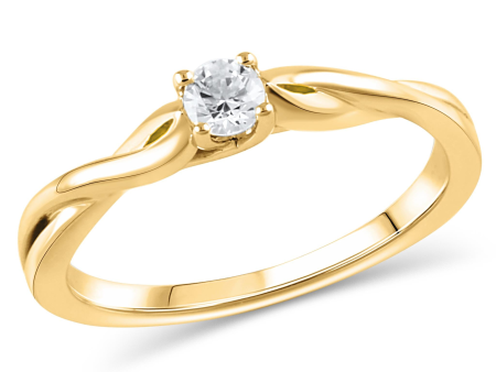 10Kt Yellow Gold Classic Fashion Promise Ring With 0.14cttw Natural Diamonds Online Sale