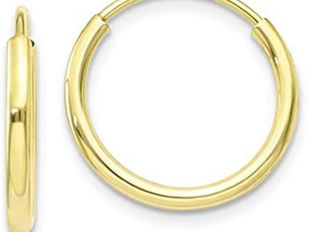 14Kt Yellow Gold Round Hoop Earrings For Discount