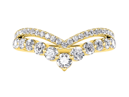 14Kt Yellow Gold Double Row Tiara Ring with .49cttw Round Natural Diamonds For Cheap