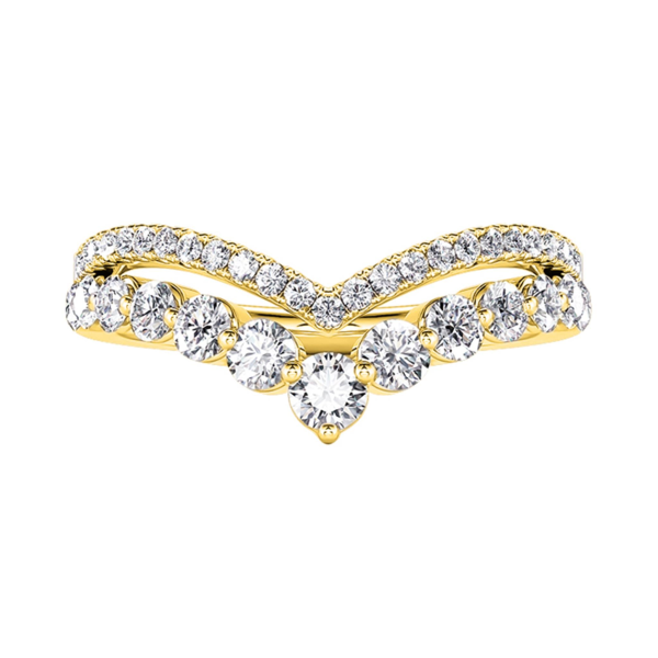 14Kt Yellow Gold Double Row Tiara Ring with .49cttw Round Natural Diamonds For Cheap