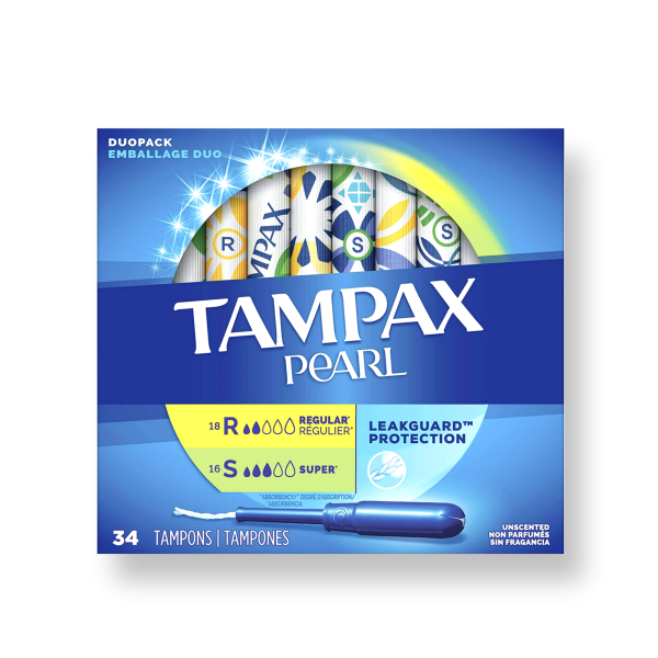 [1+1] Tampax Pearl Duopack 34ct (Regular 18ct+Super 16ct) Sale