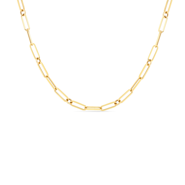 Roberto Coin 18Kt Yellow Gold Round and Paperclip Link 17  Chain Sale