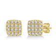 Lasker Petites-10Kt Yellow Gold Cushion Shape Earrings with 0.12cttw Natural Diamonds Online now