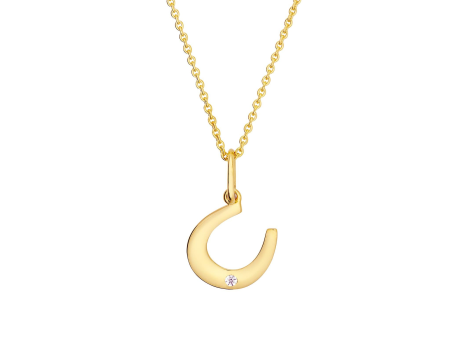 14Kt Yellow Gold Horshoe Pendant with Accent Natural Diamond Online now