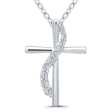 Sterling Silver Cross Pendant with .10cttw Natural Diamonds For Cheap