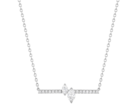 Lasker Couture 18Kt White Gold Bar Pendant with 2 Marquise Natural Diamonds and 14 Accent Natural Diamonds .75cttw Online