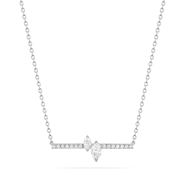 Lasker Couture 18Kt White Gold Bar Pendant with 2 Marquise Natural Diamonds and 14 Accent Natural Diamonds .75cttw Online