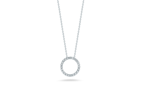 Roberto Coin 18Kt White Gold Tiny Treasures 0.09cttw Round Natural Diamond Circle Pendant Supply