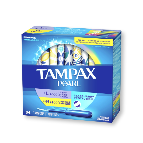 [1+1] Tampax Pearl Duopack 34ct (Light 8ct+Regular 26ct) Hot on Sale