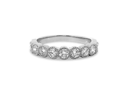 14Kt White Gold Arianna Lux Band with 1cttw Natural Bezel Set Natural Diamonds For Sale