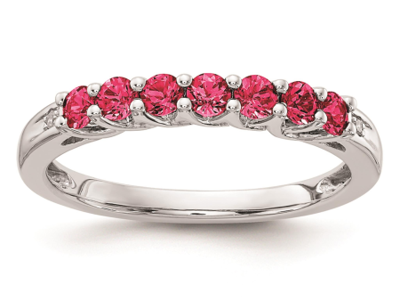 10Kt White Gold Stackable Gemstone Ring With Created Rubies Online Sale